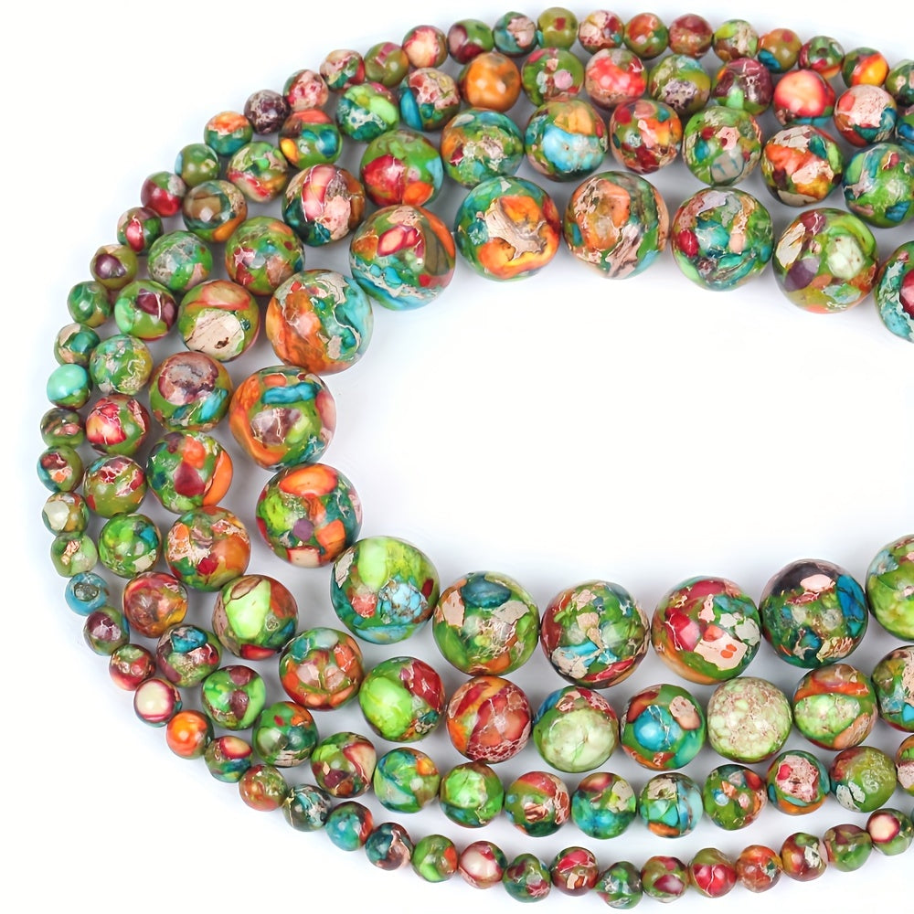 TeoWaki offers a variety of natural and colorful sea sediment turquoise stone beads in sizes 4mm, 6mm, 8mm, and 10mm. These round loose beads are perfect for creating your own jewelry pieces like necklaces, bracelets, and earrings. Add a touch of