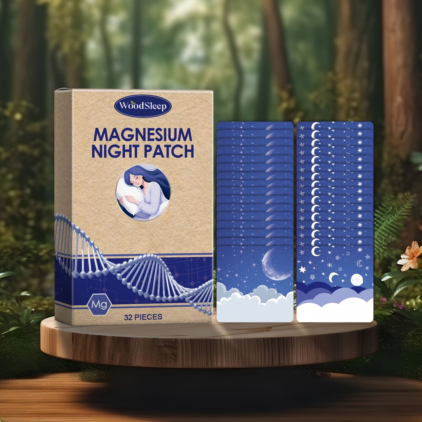 Woodsleep Magnesium Night Patch with Magnesium Chloride and Lavender Extract, 32pcs.