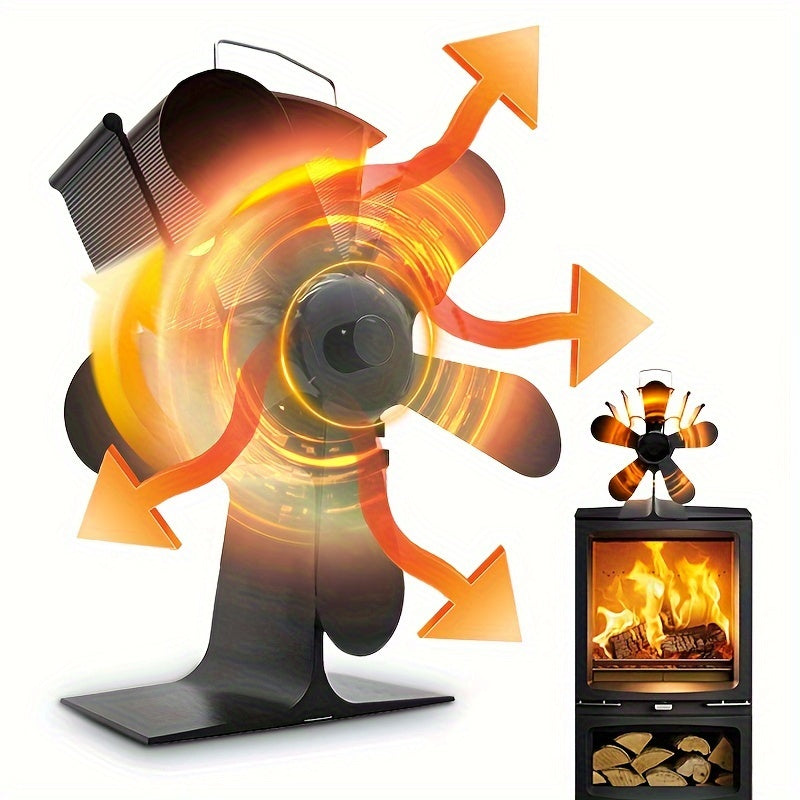 Introducing the Xpxhaous Portable Metal Fireplace Fan: A 5-Blade Design Fan for Home Heating, Self-Starting Stove Fan, No Electricity Required. Includes Multiple Components for Outdoor Ice Fishing and Home Decor.