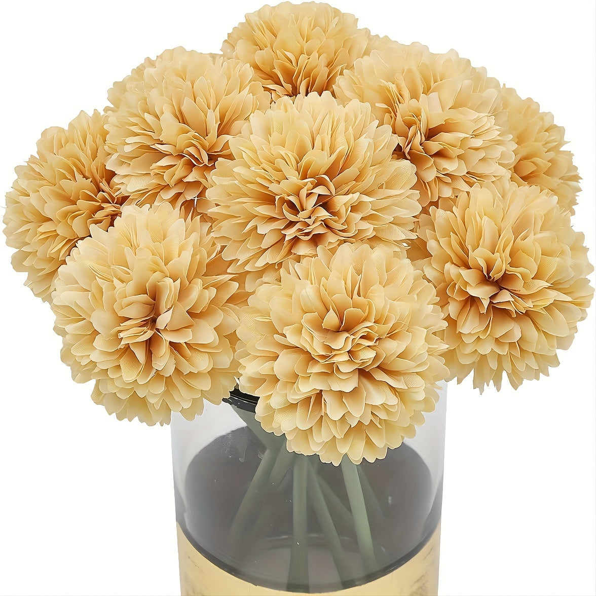 10 artificial chrysanthemum ball flowers for wedding bouquets, home decor, or party table centerpieces.