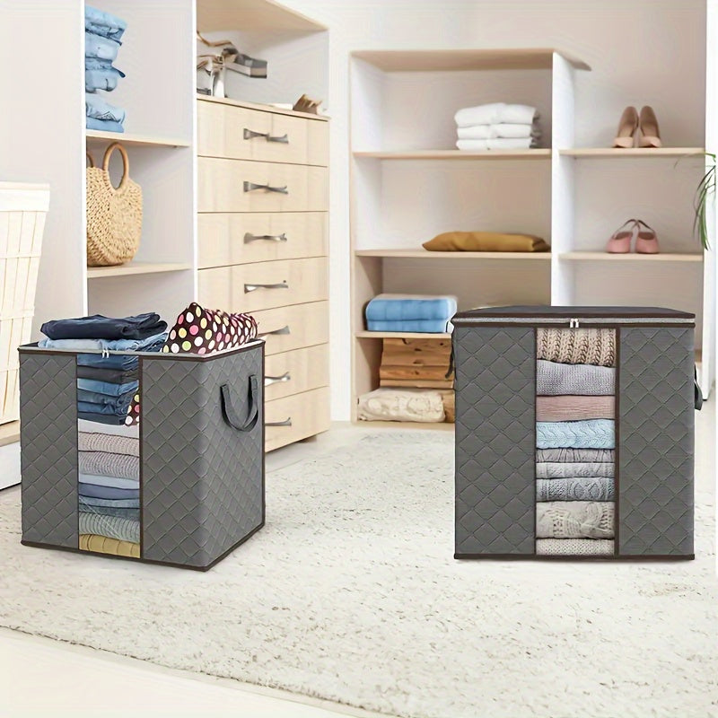 3 Pack of Large Capacity Foldable Cloth Storage Boxes - Ideal for Organizing Bedrooms, Closets, Clothing, Dorms, and Wardrobes.