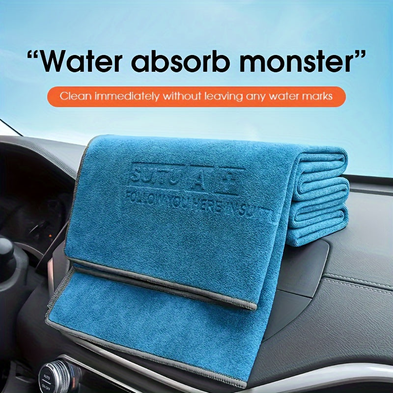 Highly absorbent microfiber towel for car washing, suitable for interiors and glass.