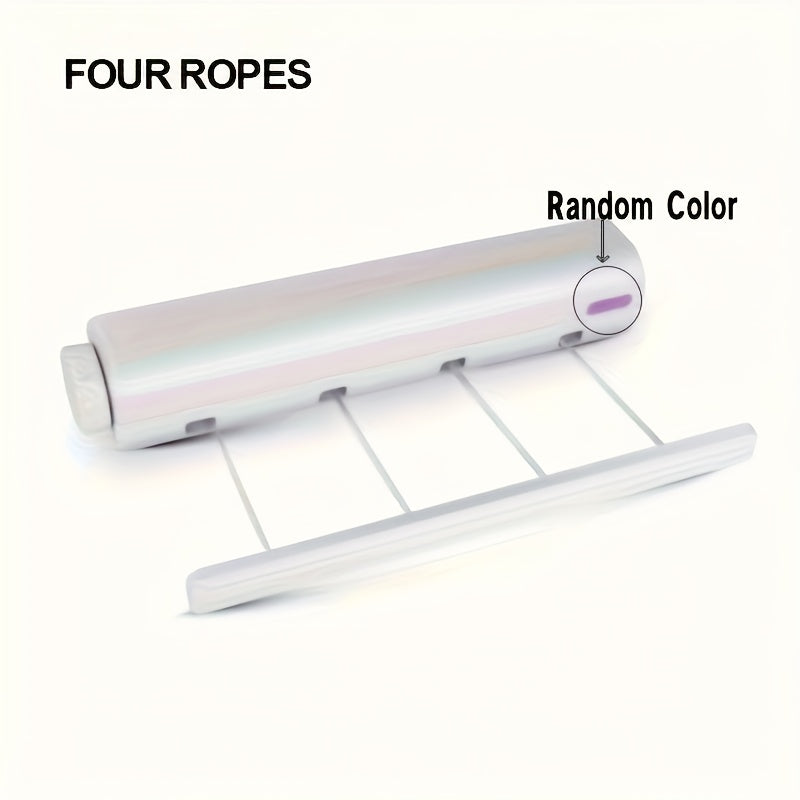 Save space with this Retractable Clothes Drying Rack, featuring 4/5 lines for hanging clothes. Made of durable plastic, this wall-mounted rack includes a towel bar and hooks for added convenience. Easy to use and portable, this Laundry Hanging Rod is