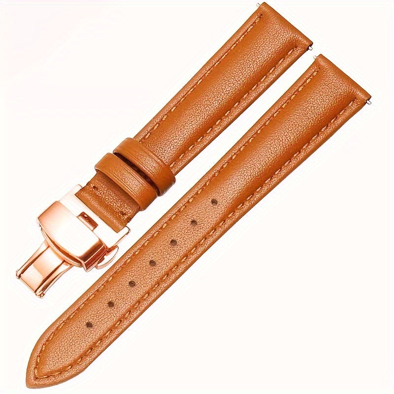 PU Leather Watchband with Solid Automatic Butterfly Buckle, Available in Various Sizes, Perfect for Business Attire or Gifting