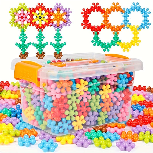 Set of 60/100/200 Plum Blossm and Snowflake building blocks for DIY interlocking puzzles, tree trunk educational assembly toys.