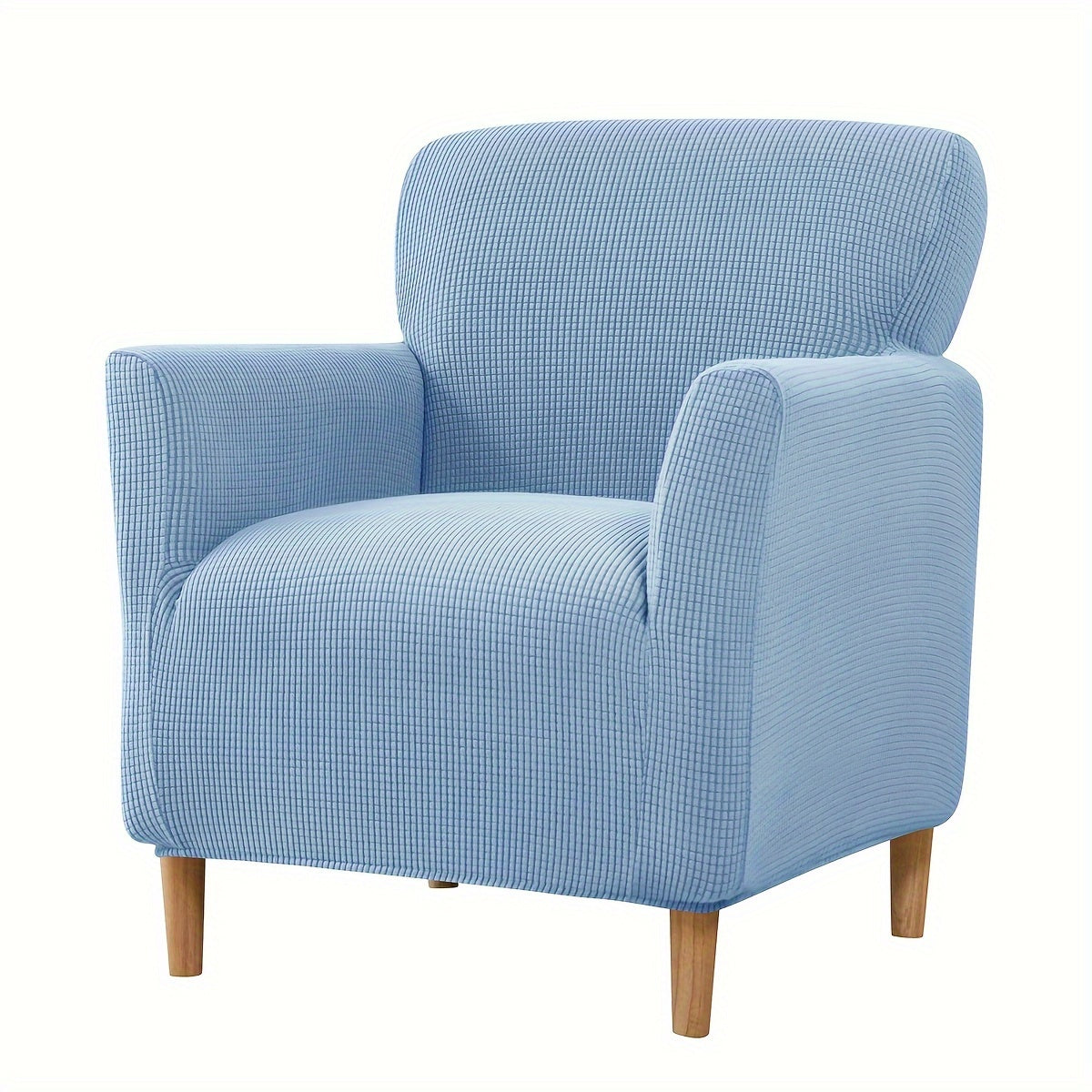 Modern armchair slipcover with slip-resistant design, machine washable polyester/spandex, and elastic-band closure - fits standard armchairs.