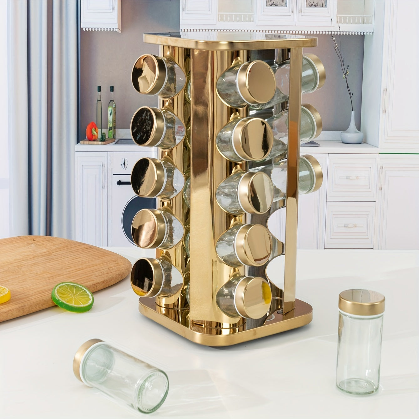 Spice up your kitchen with the Rotating Seasoning Rack and Special Spice Sheet Seasoning Jar