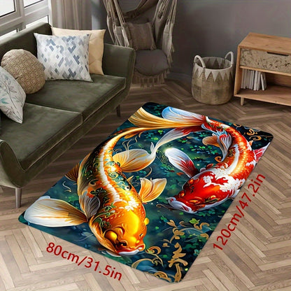 Upgrade your space with a unique 3D fish print rug! This creative art rug is perfect for any room in your home, from the bedroom to the office. It is machine washable and features a non-slip backing for added safety. Elevate your space with this stylish