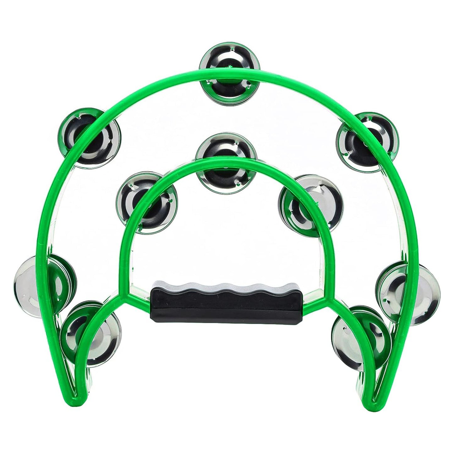 Eavnbaek Double Row Hand Bell Tambourine - Colorful metal jingle drum with comfortable grip and durable ABS body. Ideal for all ages, parties, bands, KTV, and drum accessories.