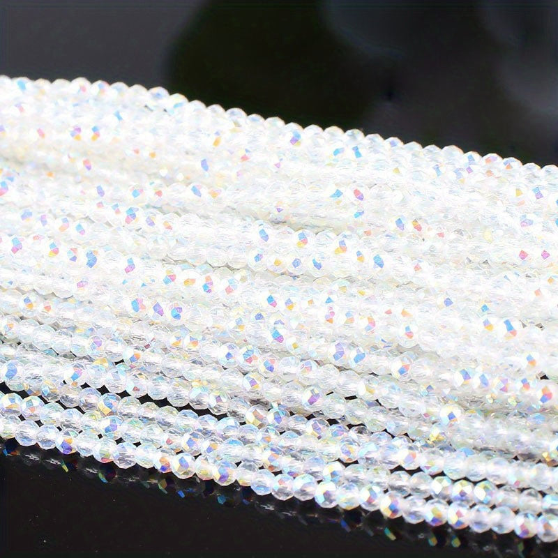 Set of 950/620 pieces of 2mm and 3mm Loose Spacer Faceted Faux Crystal Glass Beads for Making Bracelets and Jewelry