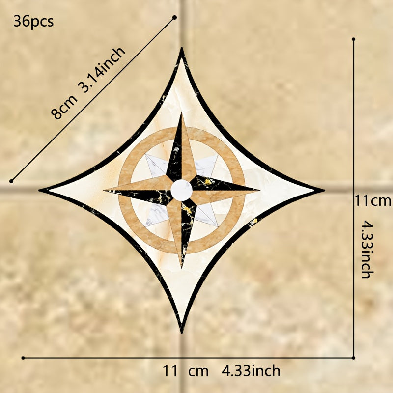 Набор из 36 наклеек на плитку в стиле бохо — самоклеящиеся, водостойкие наклейки для полов в гостиной, кухне и ванной комнате — квадратные, размером 11,0 см, легко наносятся для украшения дома.