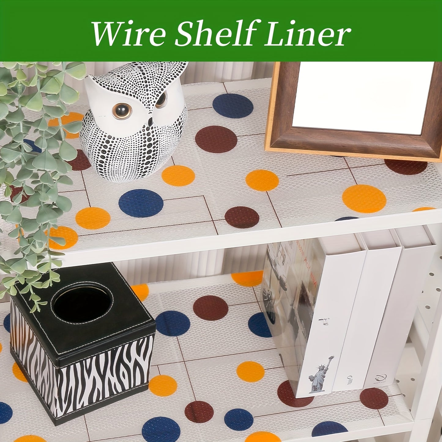 Vinyl kitchen cabinet liner with EVA material and patterned print, ideal for moisture-proof, dust-proof, non-slip shelf and drawer protection. Perfect for kitchen storage supplies and fridge table pads.