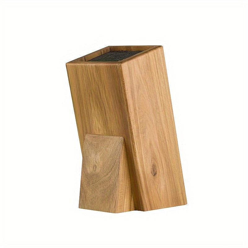 Acacia Wood Universal Knife Block with Removable Plastic Bristles (Knives not included)