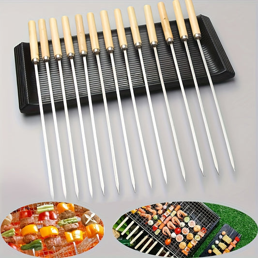 30 wooden handle barbecue skewers, thickened barbecue brush, steel chicken wing skewers, BBQ tools, kitchen supplies, utensils