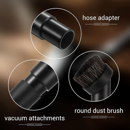 Set of 4 round dustproof vacuum brushes with 1 adapter for 32mm to 35mm and 3 replacement soft bristle attachments for vacuum cleaners.