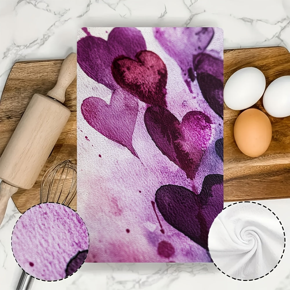 Get a pair of luxurious purple kitchen towels perfect for Valentine's Day. These ultra-soft towels are highly absorbent and great for holiday decorations. Machine washable and measuring 40.64X60.96 cm, they are a must-have for your kitchen.