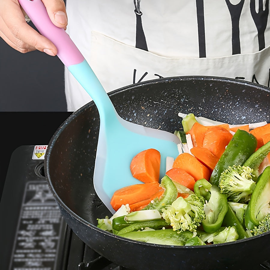 Nonstick silikon spatula aylantiruvchi pancake, tuxum, baliq, pizza va steak uchun. Isiga chidamli va oson aylantirish uchun keng. Oshxona asboblari aksessuari.