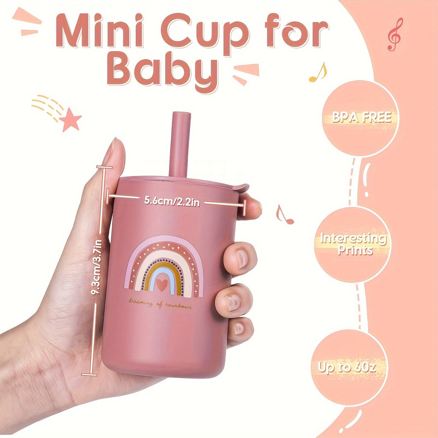 Get the TYRY.HU Silicone Training Cup for Toddlers, designed for safety and convenience. Made from BPA free silicone, this cup is durable, microwave and dishwasher safe, with an easy grip and anti-slip design. It comes with a lid and straw for added