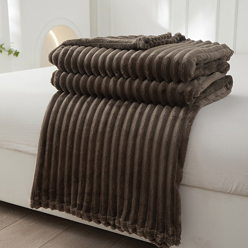 Stylish wide striped blanket in a solid color (pillow core and pillowcase not included)