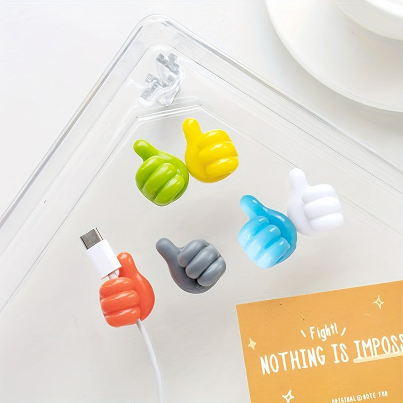 10 Hand-Shaped Rubber Hooks for Cable Organization in Random Color