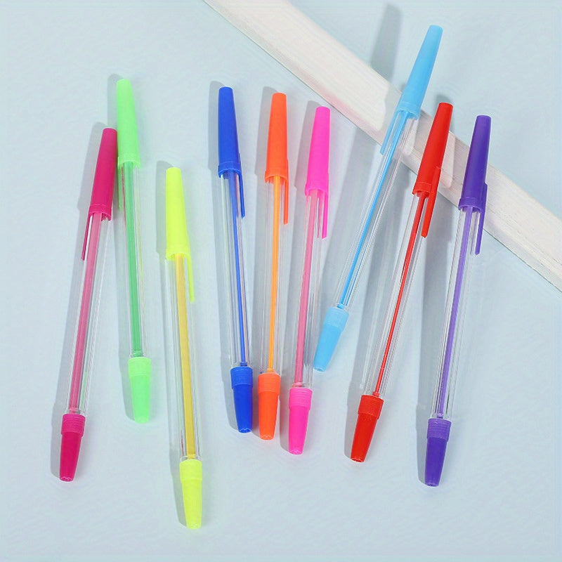 10 Round Ballpoint Pens, 0.7mm Tip, 3 Colors