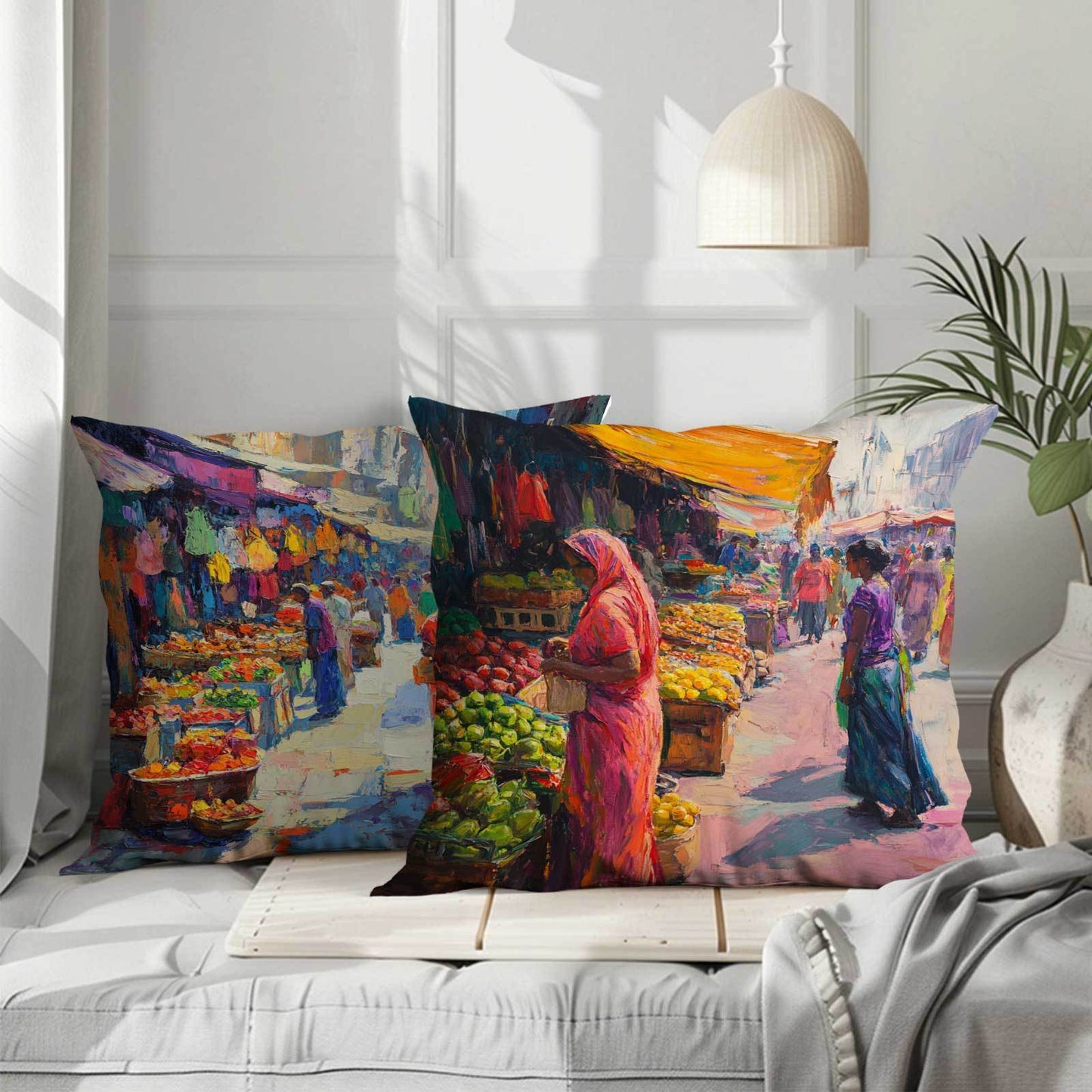 Set of 4 Contemporary Abstract Art Throw Pillow Covers, featuring a Fantasy Theme. These covers are perfect for all seasons, with a convenient zipper closure and machine washable design using high-quality polyester fiber. Ideal for use on office chairs