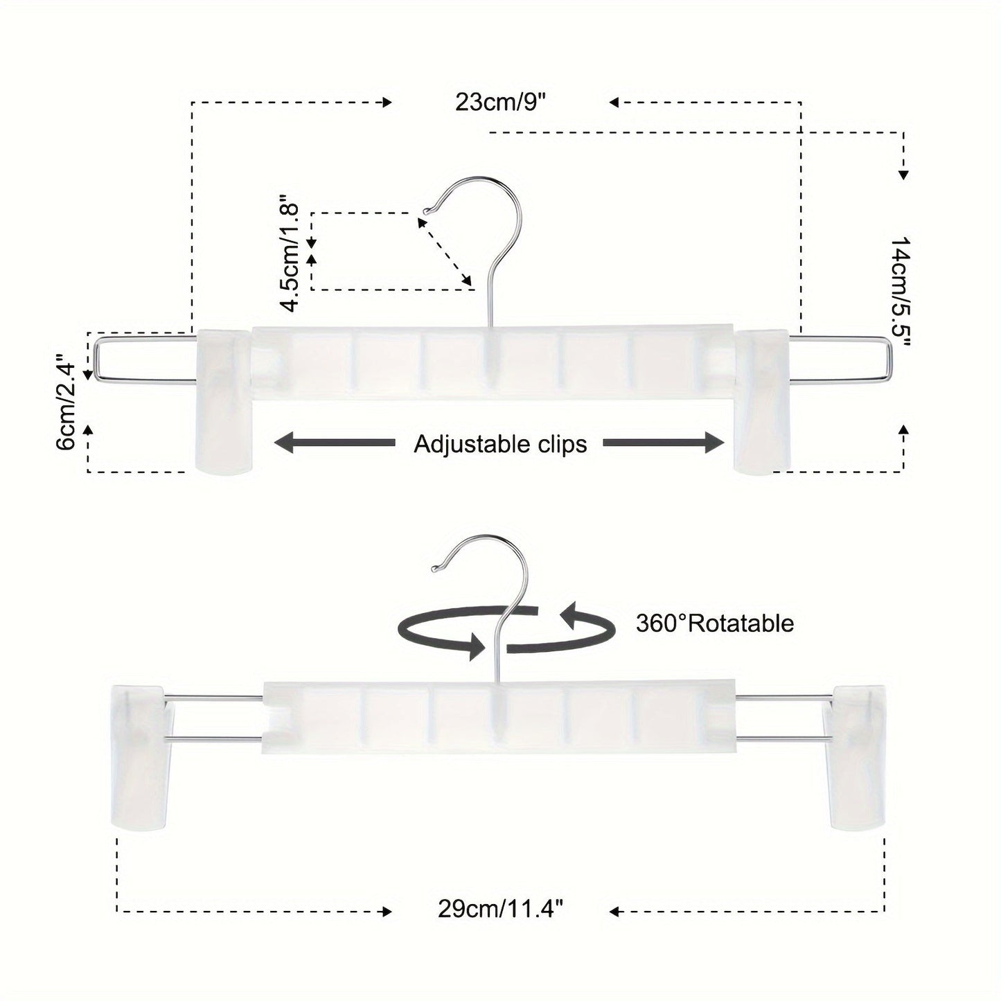 Set of 10 Pants Drying Hangers with 2 Clips, Storage Rack for Clothing Items like Skirts, Bras, Scarves, and Underwear. Ideal Clothes Organizer for Closet, Wardrobe, Bedroom, Balcony, Dorm - A Must-have for Going back to College