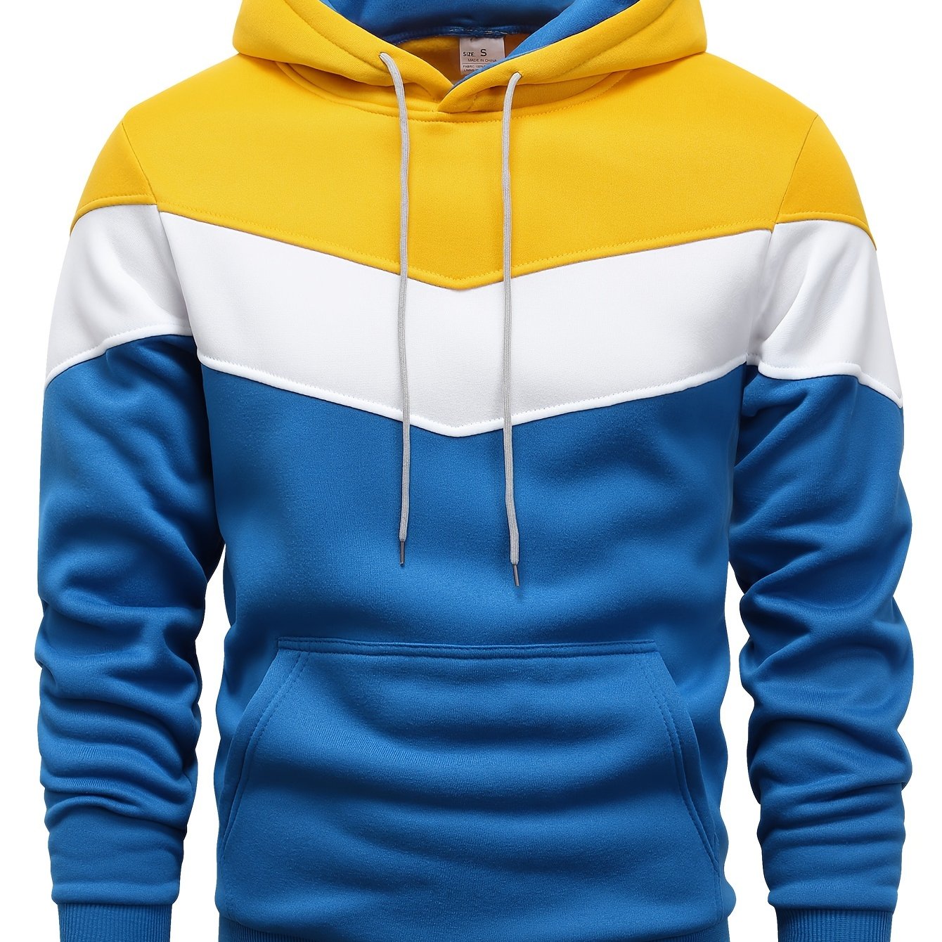 Men's Color Block Hoodie with Kangaroo Pocket - Perfect Streetwear Gift for Winter and Fall