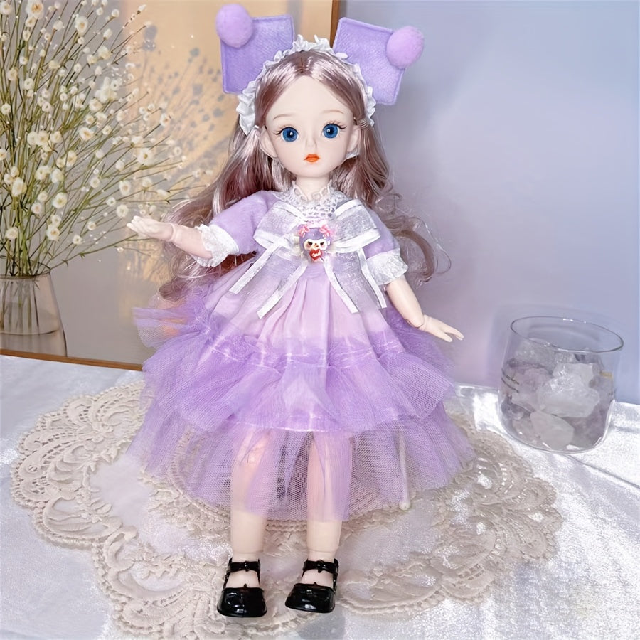 30cm/11.8" BJD Doll with Colorful Eyes and Cute Makeup, Ideal for DIY and Gifting - AKODEERD