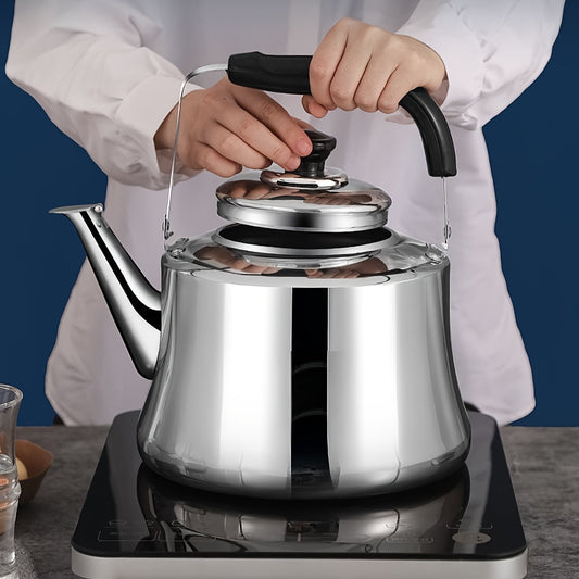 Stainless Steel Kettle with Thickened Large Capacity, Suitable for Gas Stove, Induction Cooker, and Outdoor Use - Food Grade and Household Daily Whistling Kettle