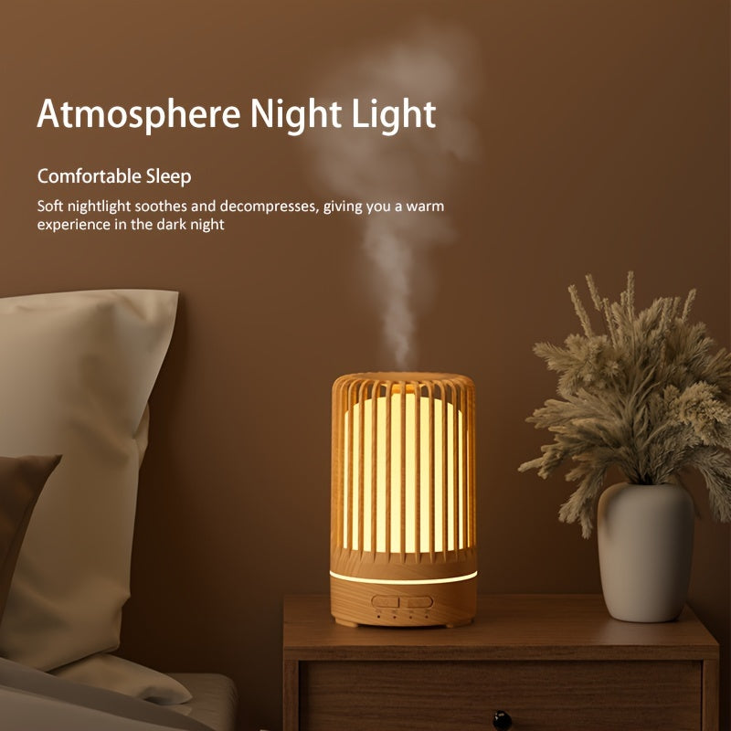 Quiet USB-powered aroma diffuser with soundwave technology, 7-color LED lights, timer setting, and 150ml capacity. Perfect for bedroom, office, cafe, and yoga.