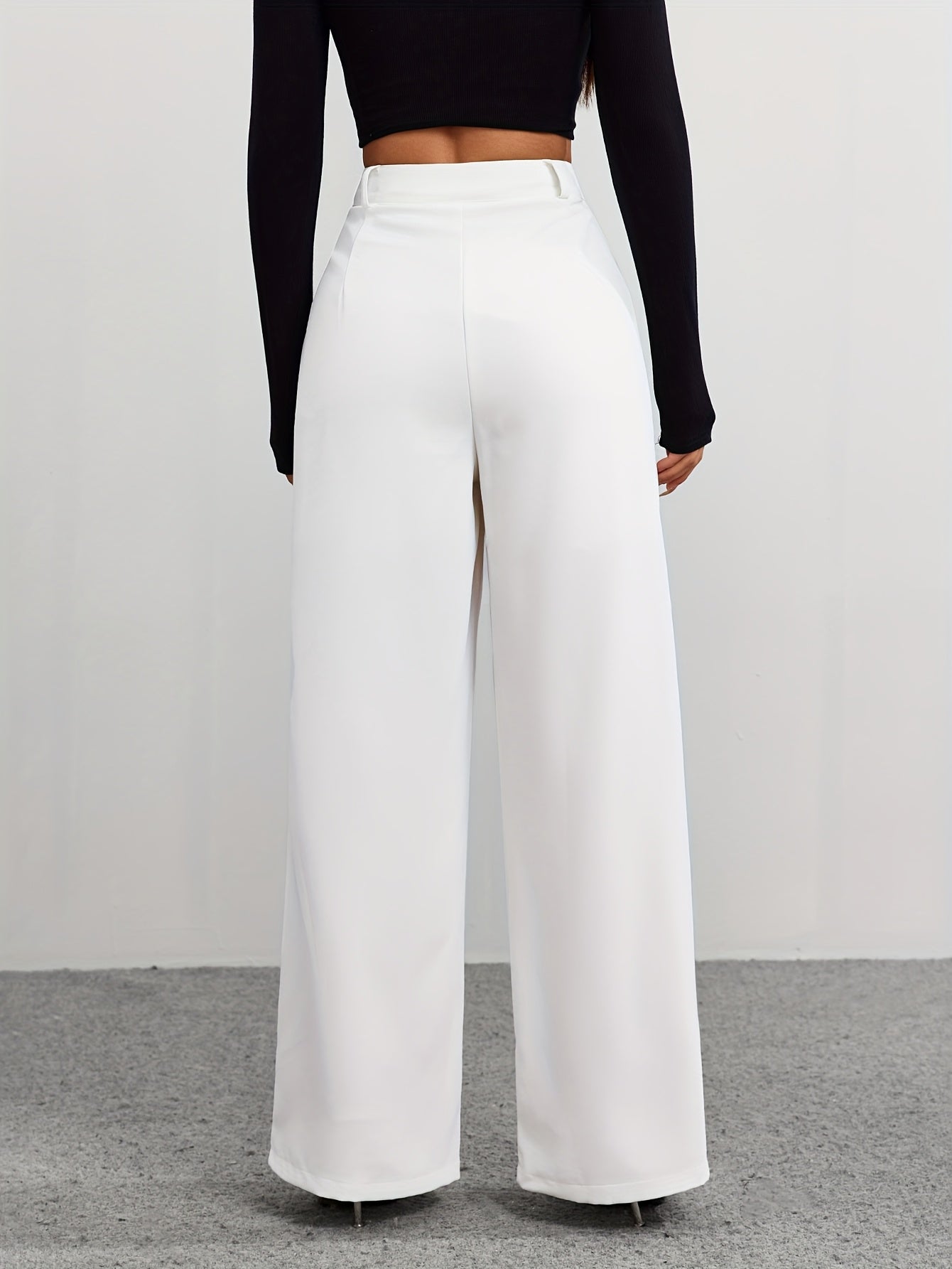 Spring and Summer Women's Casual Straight Long Pants with Waistband.