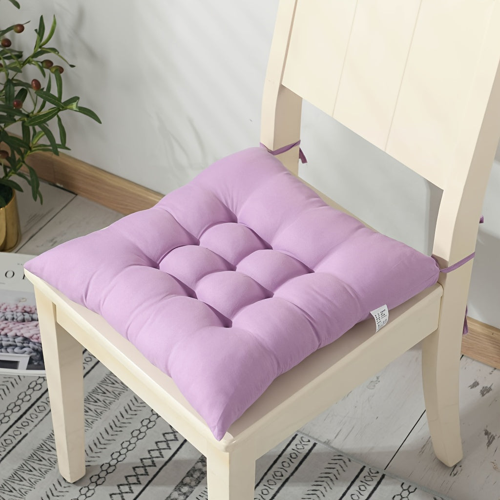 Thickened Solid Color Brushed Chair Cushion - Washable polyester seat pad for dining, office, and tatami chairs