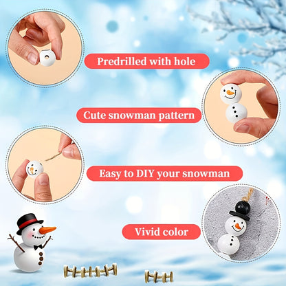 Christmas Snowman Wooden Bead Set includes 50, 100, or 150 pieces, great for DIY crafts and jewelry making. Comes with string for creating bracelets and necklaces. Ideal for creating unique accessories.