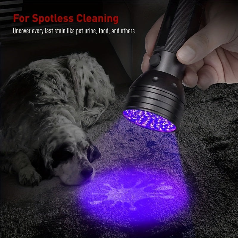 UV Blacklight Flashlight with Super Bright Ultraviolet LEDs, Metal Material with Switch Control, Battery Powered - Ideal for Scorpion Hunting, Pet Urine Detection - Available in 21, 51, or 100 LEDs, UV395nm.