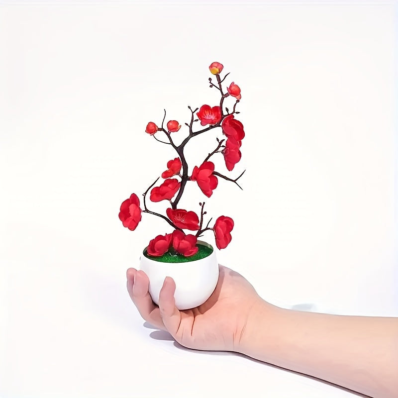 1 artificial plum potted plant for weddings and decorations in various settings.