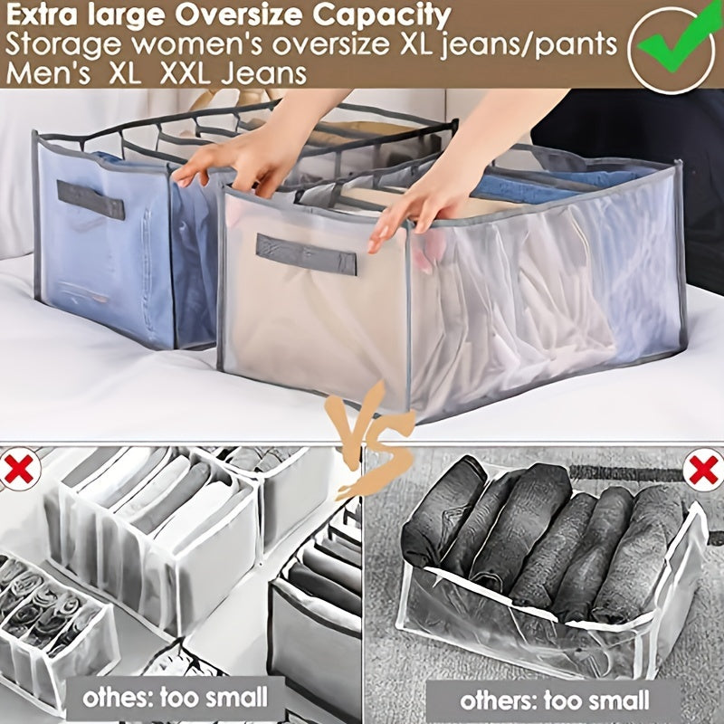 3-piece lightweight storage box with grids for underwear, socks, and jeans.