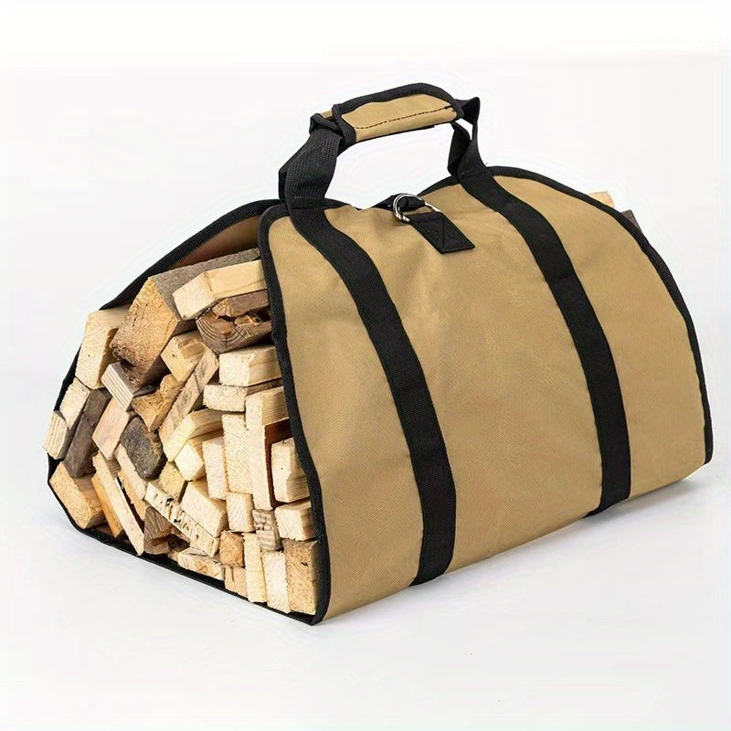 Sturdy Canvas Firewood Storage Bag with Large Capacity - Reliable Log Carrier for Indoor and Outdoor Fires, Robust Tote for Organizing Logs