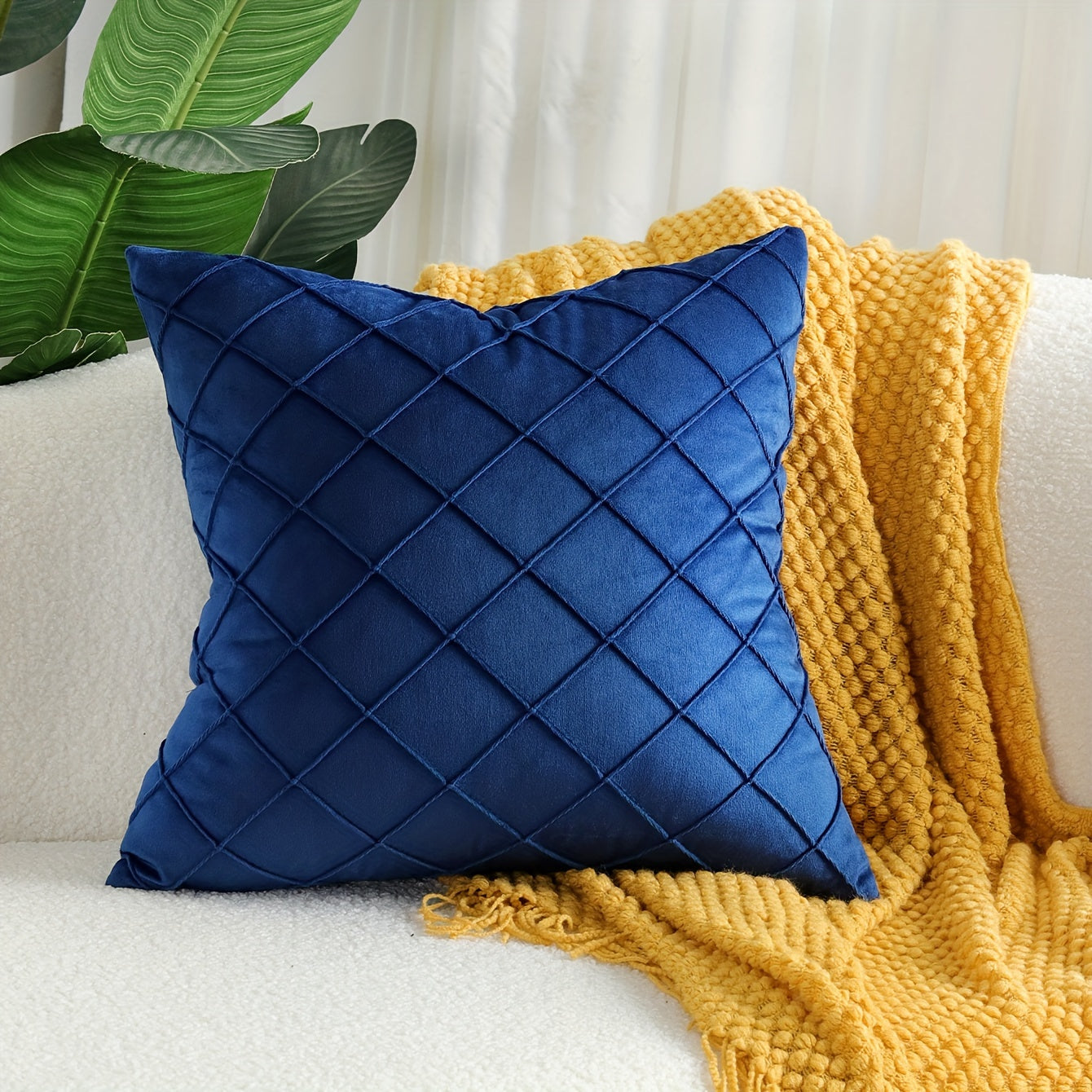 Modern Argyle Throw Pillow Case made of polyester velvet for soft, comfortable home, office, living room, and sofa décor (Pillow core not included).