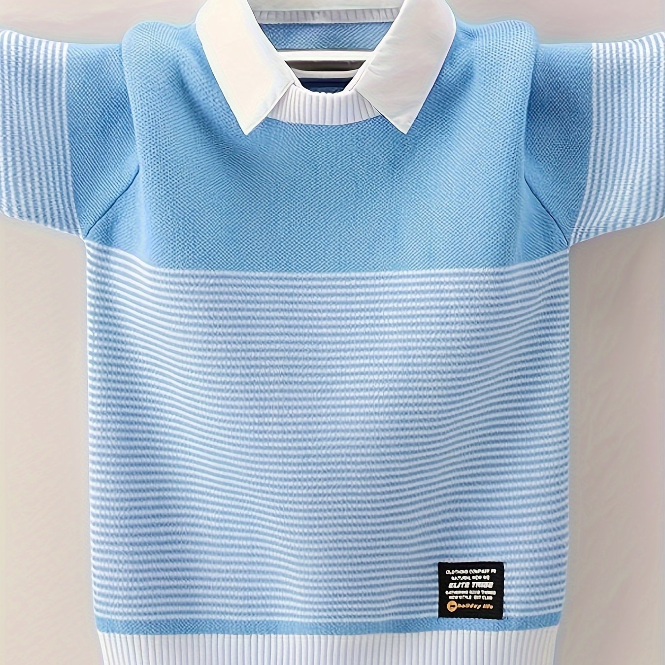 Boy's Long Sleeve Knit Pullover: Perfect for Outdoor Casual Activities in Spring and Autumn