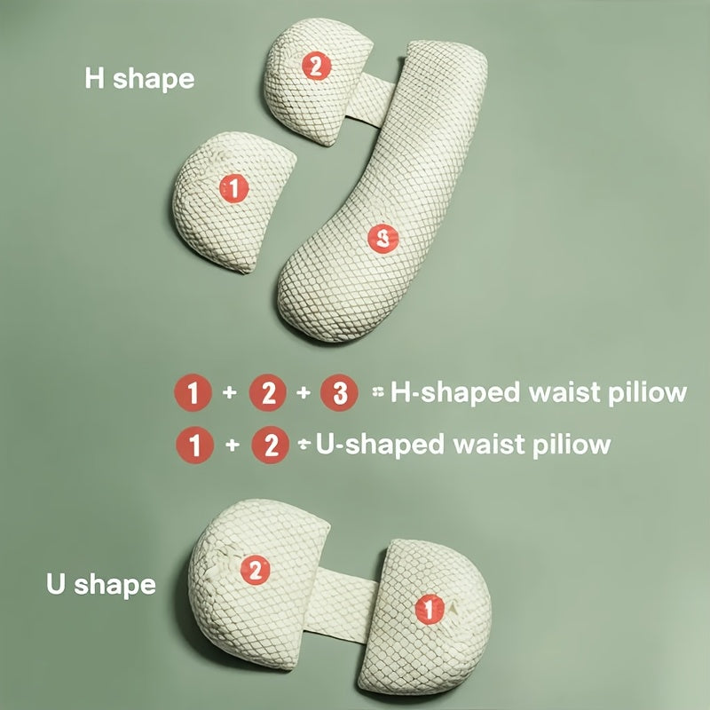 SereneRest Maternity Pillow offers full body support for side sleepers during pregnancy with adjustable H-U shape and extra soft polyester fiber.