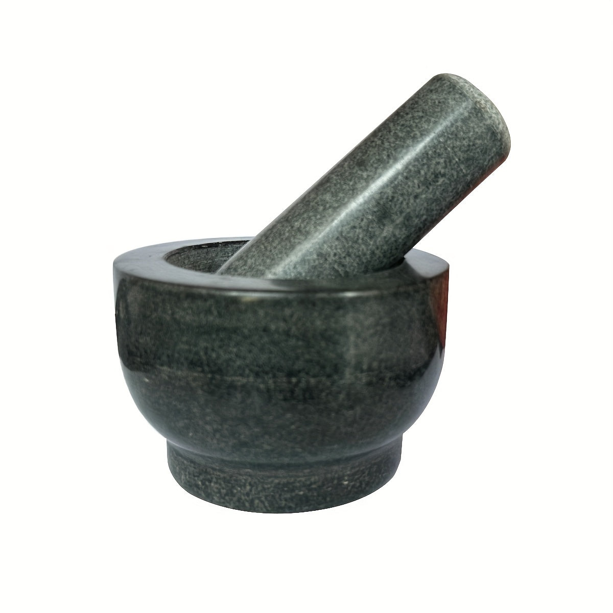 One piece of natural stone bowl designed for use in kitchens. This polished molcajete is perfect for grinding garlic, spices, and herbs. It can also be used as a traditional garlic crusher, grain and seed mill.