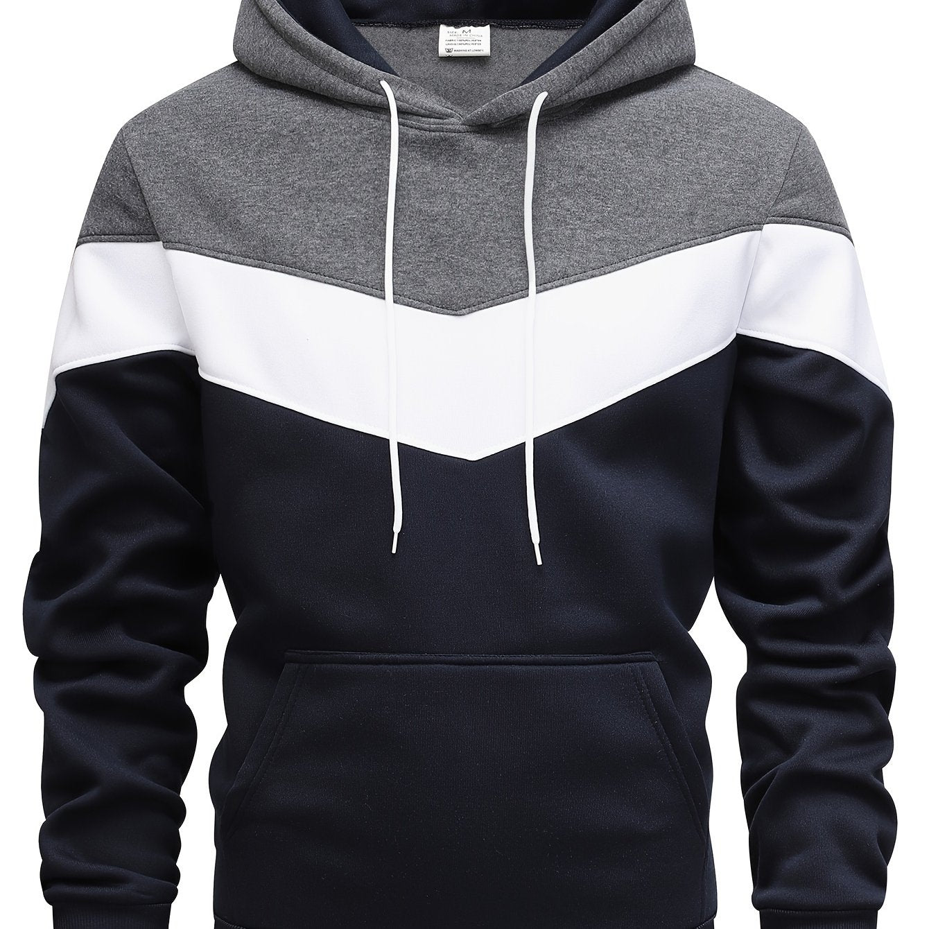 Men's Color Block Hoodie with Kangaroo Pocket - Perfect Streetwear Gift for Winter and Fall