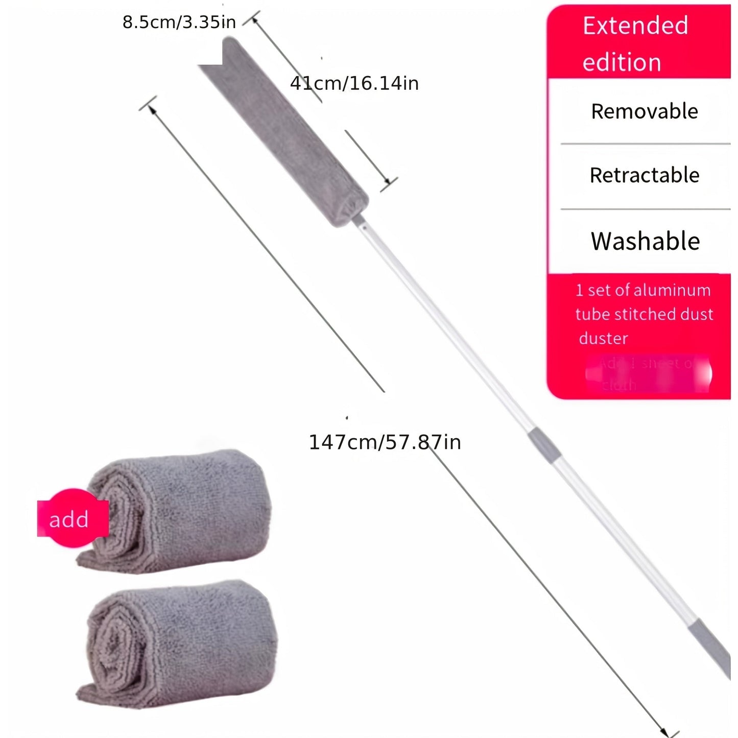 Long-lasting Dusting Broom with Extended Reach: Durable Aluminum Poles and Microfiber Material for Effective Cleaning