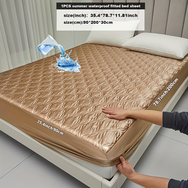 Protect your mattress with the 1pc Keduoduo Summer Waterproof Fitted Sheet. Made from thickened TPU satin, this sheet is cool and comfortable during the hot summer months. The machine washable, durable polyester fabric is 100% waterproof and features an