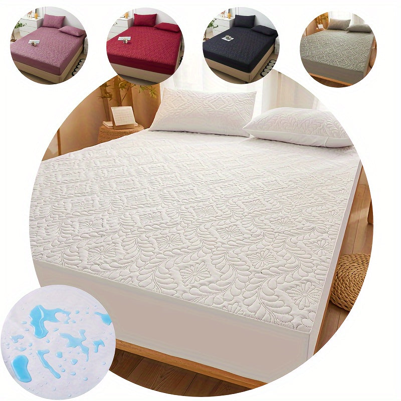 One piece mattress cover that is clip-on, waterproof, and stain-proof. This fitted sheet does not include a pillowcase or pillow insert. It is made of soft and comfortable solid color bedding material. Suitable for use in home bedrooms and guest rooms.