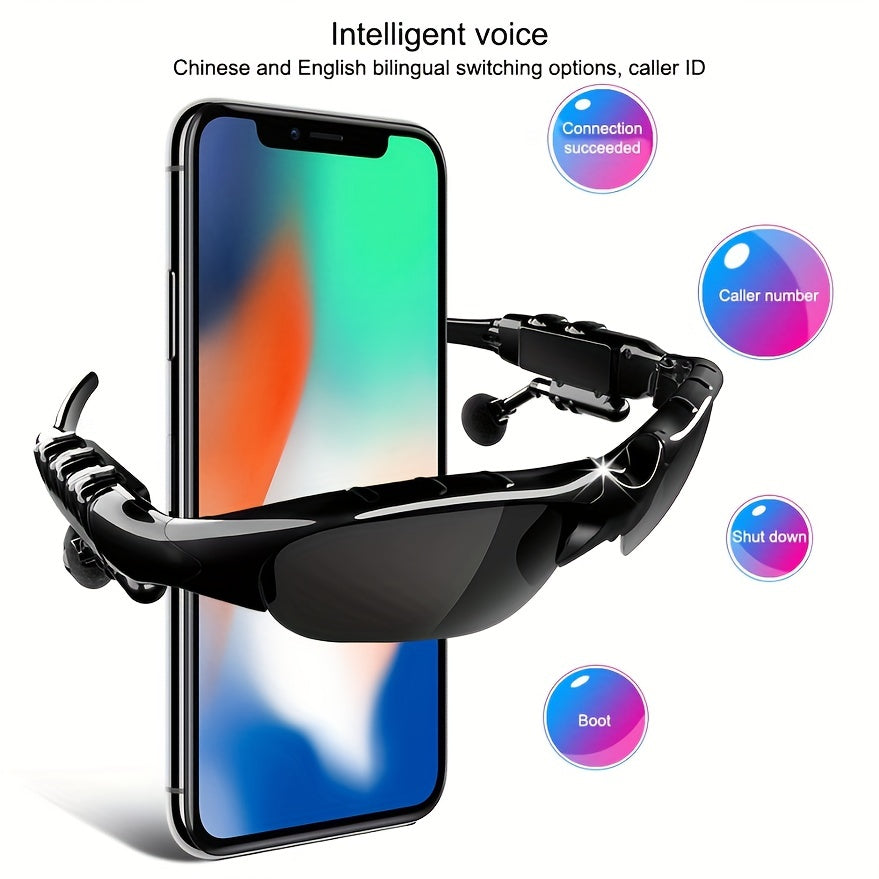 Wireless stereo glasses with music and call earphones, heat and cold resistant wireless headphones, smart glasses stereo headset, multi-functional eyewear for all.