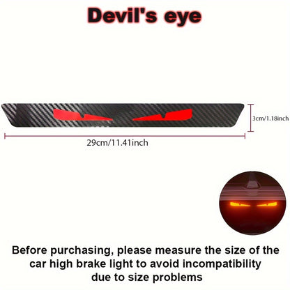 Monster Eyes Car Rear Light Sticker features Cartoon Devil Eyes Tail Light Decal with Carbon Fiber Pattern and Transparent Night Projection. It is a fun horror themed, self-adhesive sticker