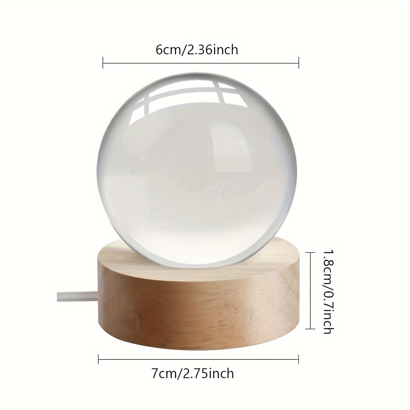 Perfect Gift for Christmas and Halloween: SATURN 3D Crystal Ball Night Light - Transparent Glass Snow Globe for Home Decor & Astronomy Enthusiasts, USB Powered, Decorative Ball, Planet Gifts