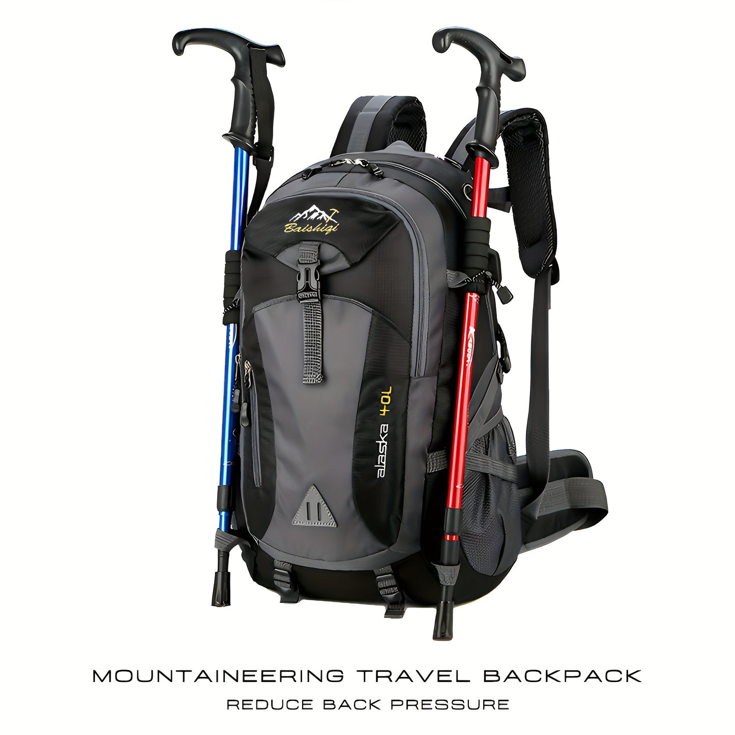 Sturdy polyester daypack for outdoor hiking with adjustable straps, water-resistant, lightweight, and stain-resistant. Suitable for travel, fitness, and leisure activities. Hand wash